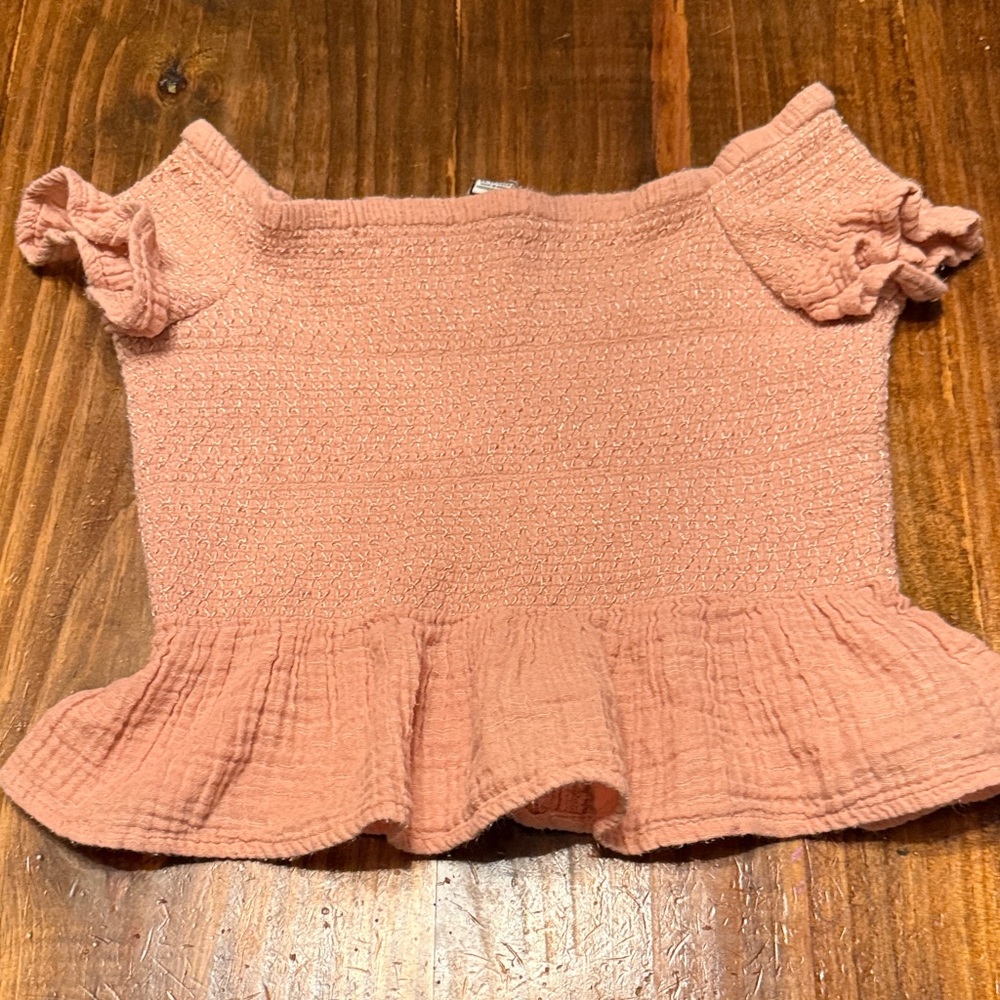 American Eagle Outfitters Blush Pink Smocked Off-Shoulder Top